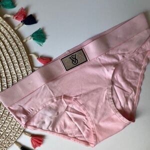 Victoria's Secret Shine Patch Cotton Hiphugger Panty Pink Blossom XS NEW